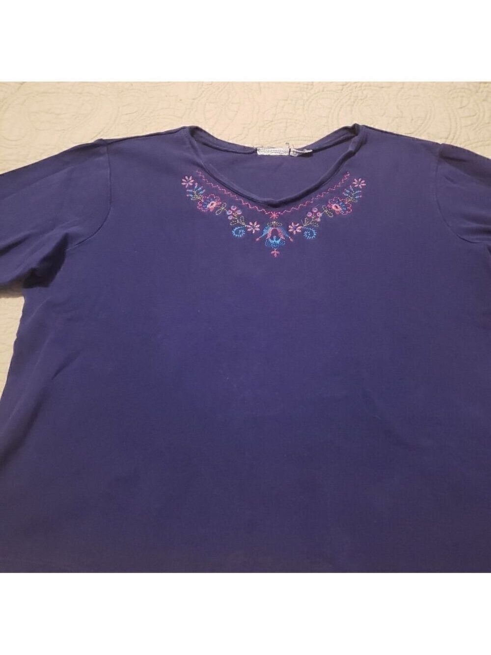 White Stag Embroidered VNeck T-Shirt